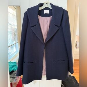 Cinq à Sept Navy Blazer with Pink Lining